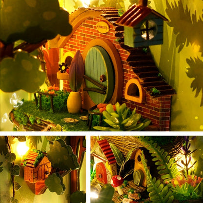 DIY Book Nook Kit Miniature Tiny House Model, Multicolor Bookshelf Insert Home Decoration Craft Set No Battery or Glue Needed
