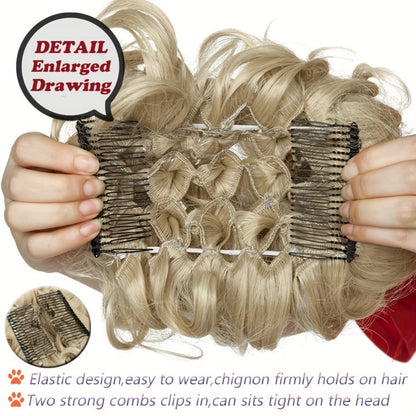 Clip In Hair Bun Extension Messy Bun Chignon Hairpiece – Synthetic Curly Updo with Comb & Scrunchie for Women