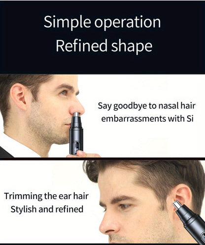 Nose Hair Trimmer Electric Painless 3-in-1 USB Rechargeable with LED Display – Trims Nose Ear Hair Eyebrows Waterproof Grooming Device