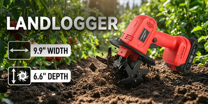 Cordless Electric Cultivator 20V Handheld Rotary Tiller, 9-Inch Width 6.6-Inch Depth, 1 or 2 Batteries & Charger