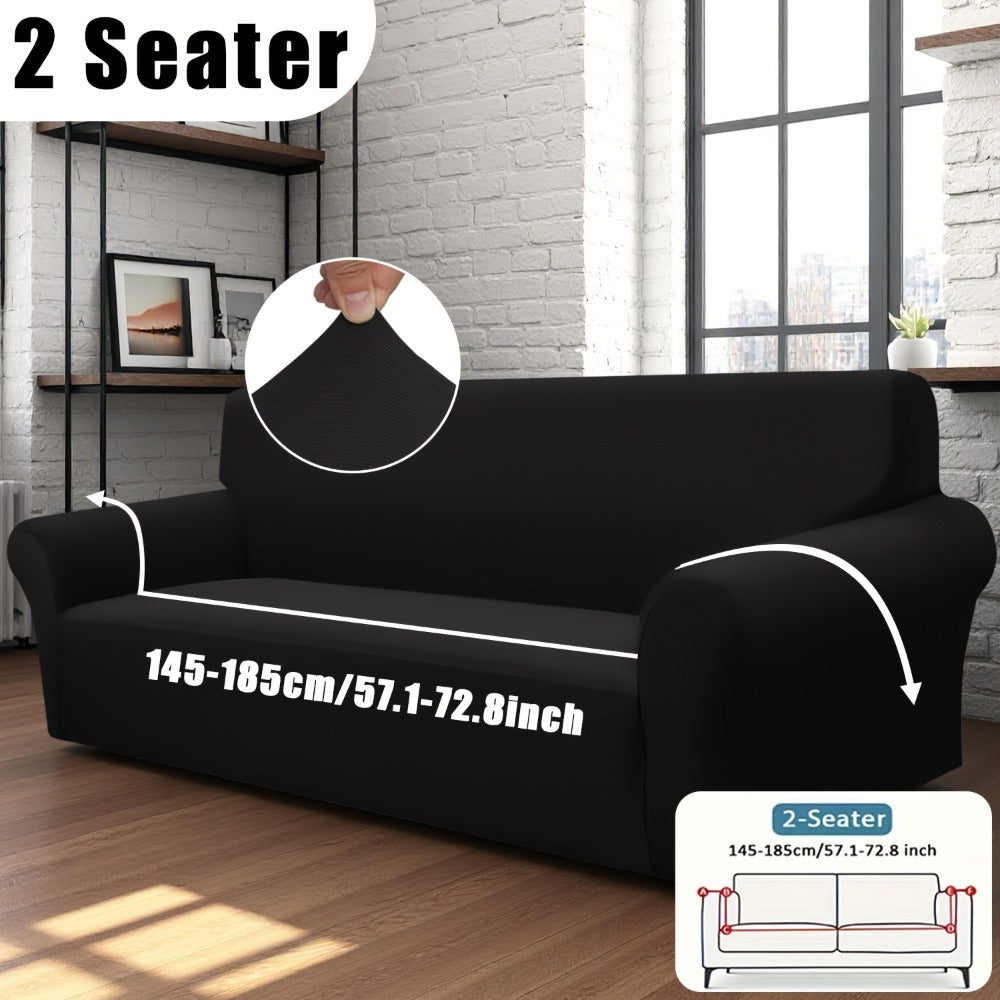 Sofa Cover Solid-Color Fitted Slipcover Options for 1, 2, 3 or 4-Seater Sofas and Separate Pillowcase