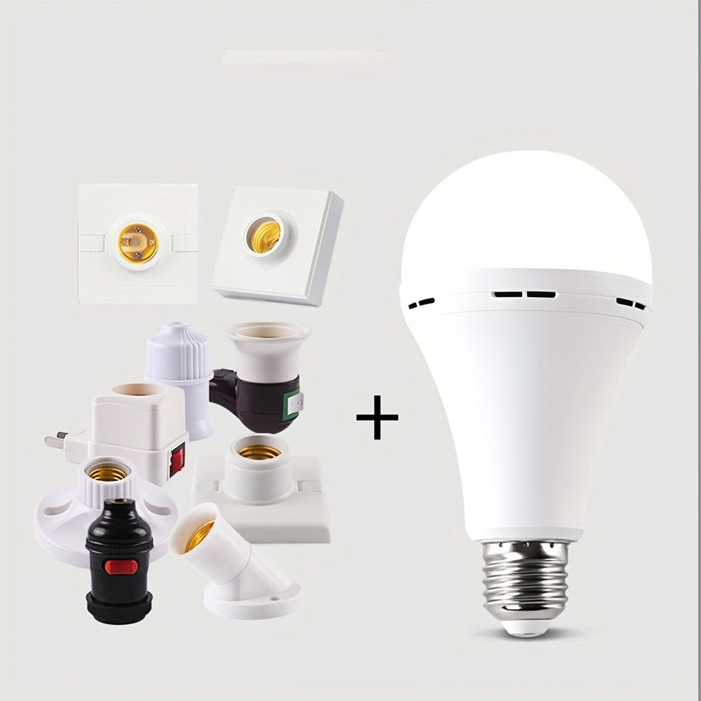 Rechargeable Emergency LED Light Bulb 12W 6500K 2000mAh with Polished Metal Finish for Home, Desk and Accent Lighting