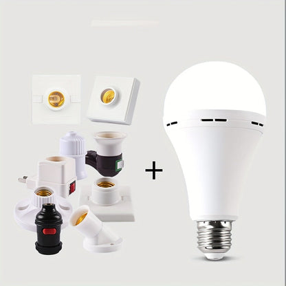 Rechargeable Emergency LED Light Bulb 12W 6500K 2000mAh with Polished Metal Finish for Home, Desk and Accent Lighting
