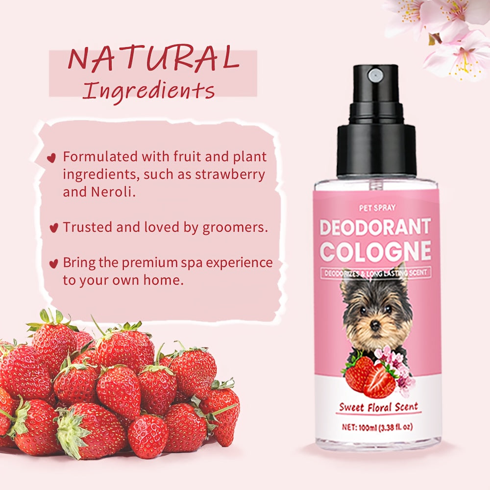 Dog Cologne Deodorant Spray – Floral Sweet Scent with Vanilla, Raspberry & White Peony | All Breed Pet Perfume, Long-Lasting Odor Control