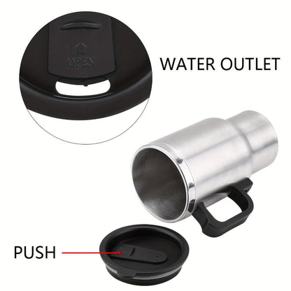 Car Electric Kettle 12V 60W 450ml Stainless Steel Keep 65C Portable Heating Thermos Cup for Entryways, Bedrooms and Living Spaces