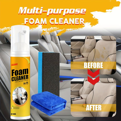 Car Interior Foam Cleaner Spray Kit 6.76oz | Multi-Surface Auto Detailing Cleaner for Dashboard Steering Wheel Seat Plastic Panel |