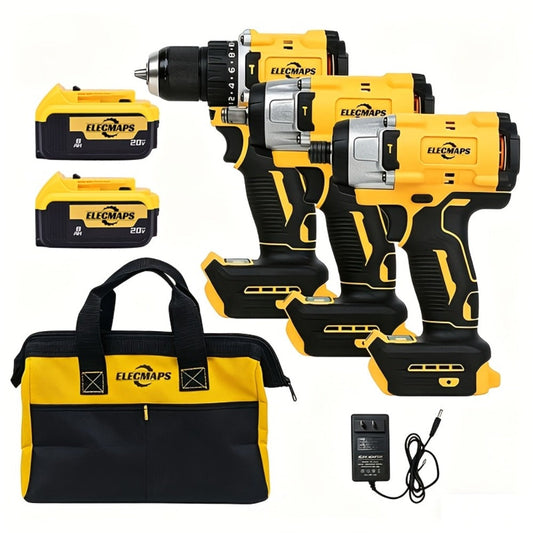 Cordless Power Tool Combo Kit for Dewalt 20V Battery - Impact Wrench 1500Nm, Brushless Drill & Screwdriver Set for Home & Construction