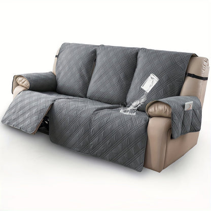Three-Piece Quilted Recliner Sofa Cover Set for Three Seats with 65 cm Panels and Eight Colors