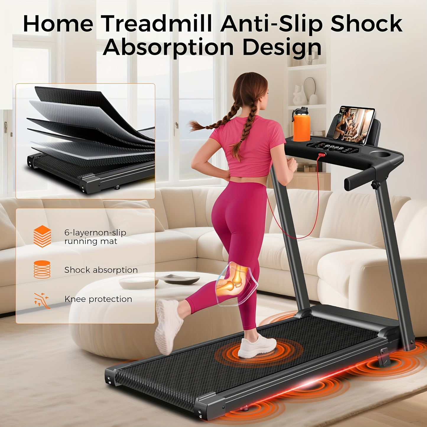 Folding Treadmill 3-in-1 with 14% Auto Incline & Handle – 3.0HP Quiet Walking Pad for Home, 300LBS Capacity