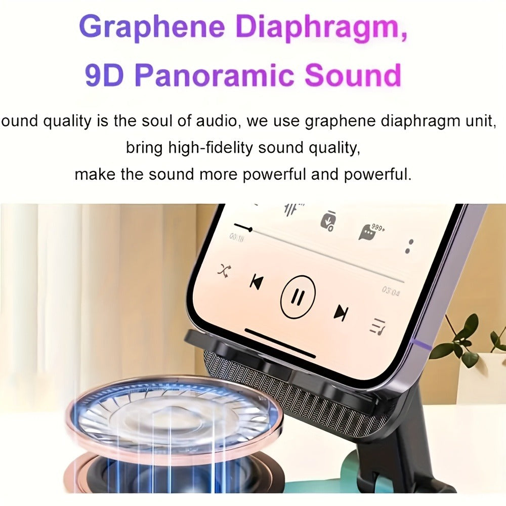 Bluetooth Speaker Phone Holder 5-in-1, 360° Adjustable Tablet Stand with HD Surround Sound