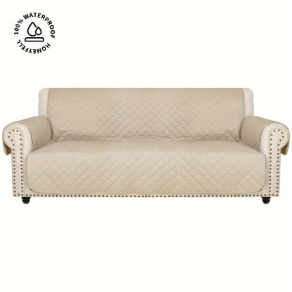 Sofa Cover Quilted Microfiber Three-Seat Panel Set with Two Foam Tubes, Straps and Side Pocket
