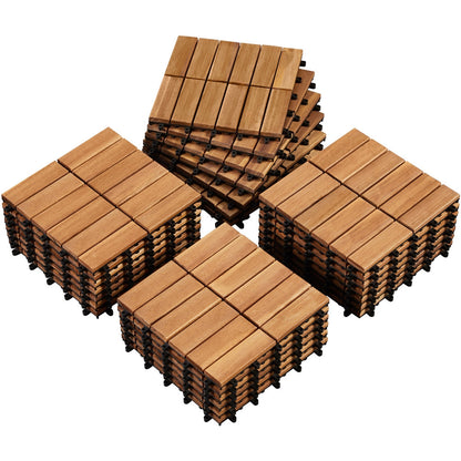 Wood-Look Interlocking Deck Tiles in 10- or 27-Piece Packs with Natural, Brown or Black Options