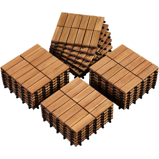 Wood-Look Interlocking Deck Tiles in 10- or 27-Piece Packs with Natural, Brown or Black Options