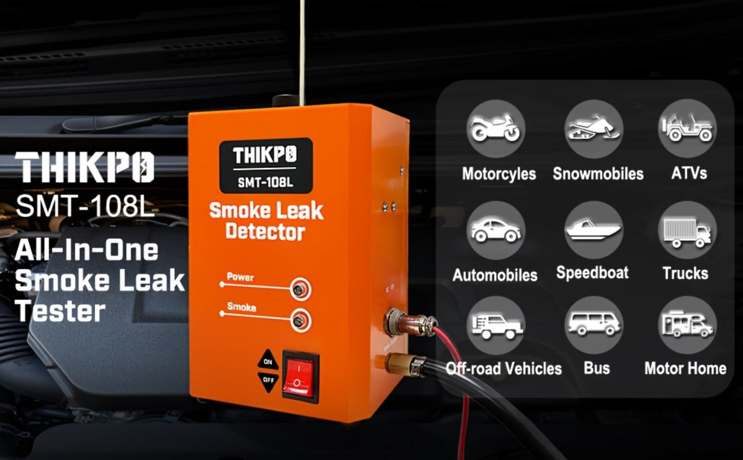 Automotive Smoke Machine Leak Tester with Built-in Air Pump, EVAP Vacuum Pipe & Fuel System Leak Detector