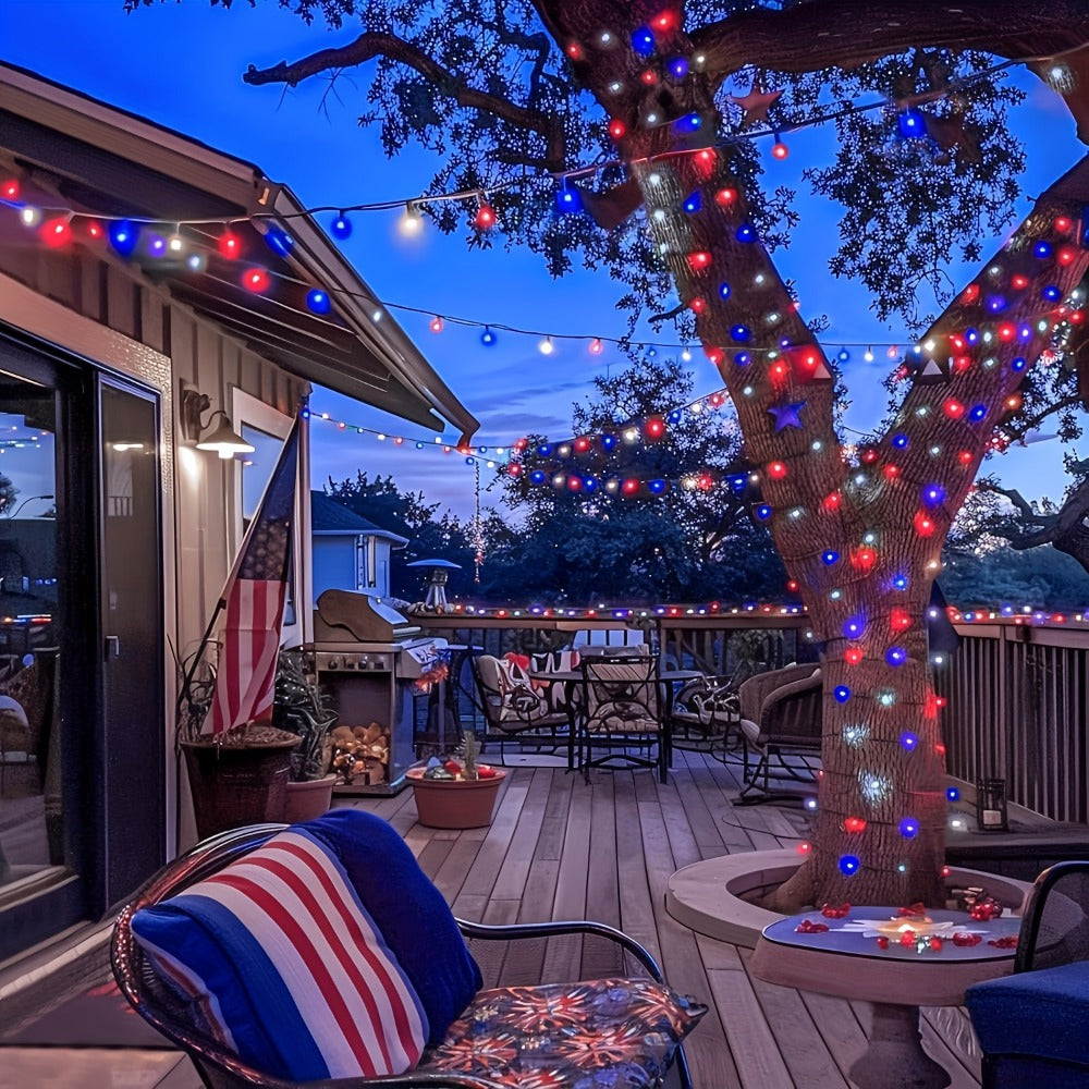 String Lights, 100-LED Solar Crystal Ball Fairy Lights with Eight Modes, 39-Foot Length and Four Colors