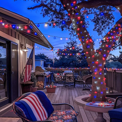 String Lights, 100-LED Solar Crystal Ball Fairy Lights with Eight Modes, 39-Foot Length and Four Colors