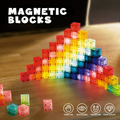 3D Magnetic Cubes 54PCS for Kids, True Three-Dimensional STEM Building with the Listed Color, Size or Set Options for Everyday Use