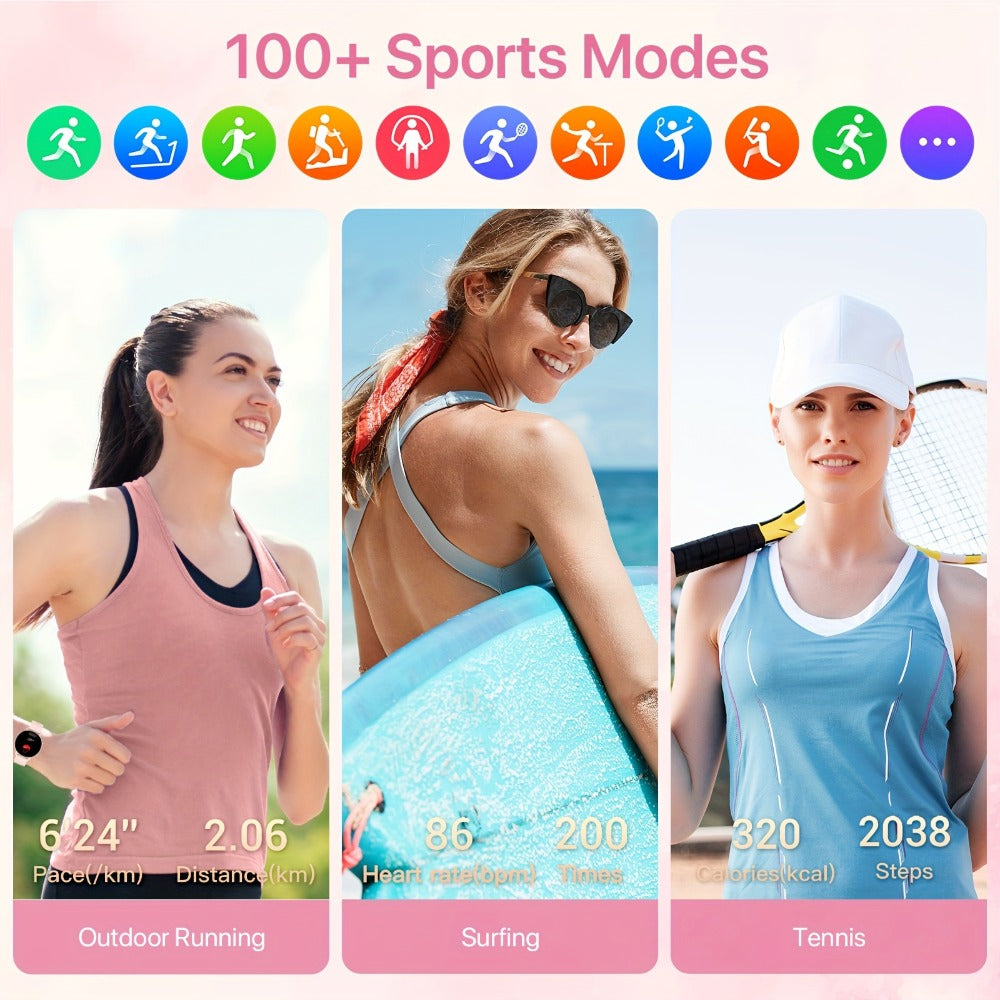 Smartwatch Voice Assistant for Women 1.39" Full Touch – Siri & Google, Wireless Calling, 100+ Sport Modes, Fitness Tracker, Weather