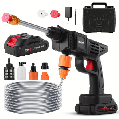 Cordless Pressure Washer 300W – 6-in-1 Nozzle, 1.3GPM Handheld Car Wash Gun with 15000mAh Battery, 60-Min Runtime for Car, Home