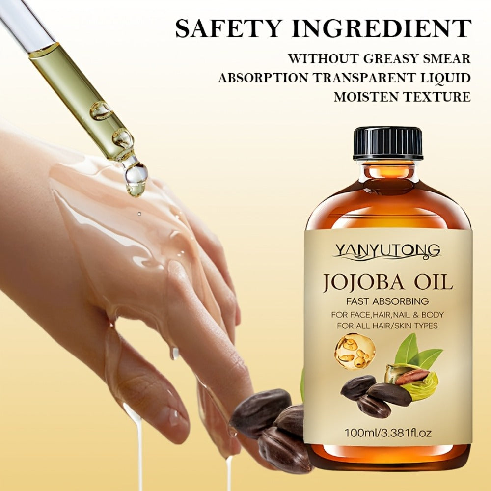 Jojoba-Labeled Body Massage Oil Two-Bottle Set with 100 ml Bottles and Glass Dropper Accessory