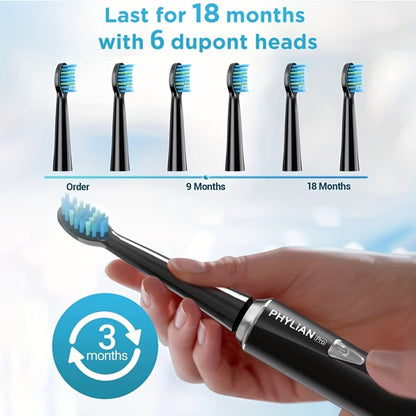 H7 Sonic Electric Toothbrush Kit in Pink, Black or Purple with Six Brush Heads and Travel Case