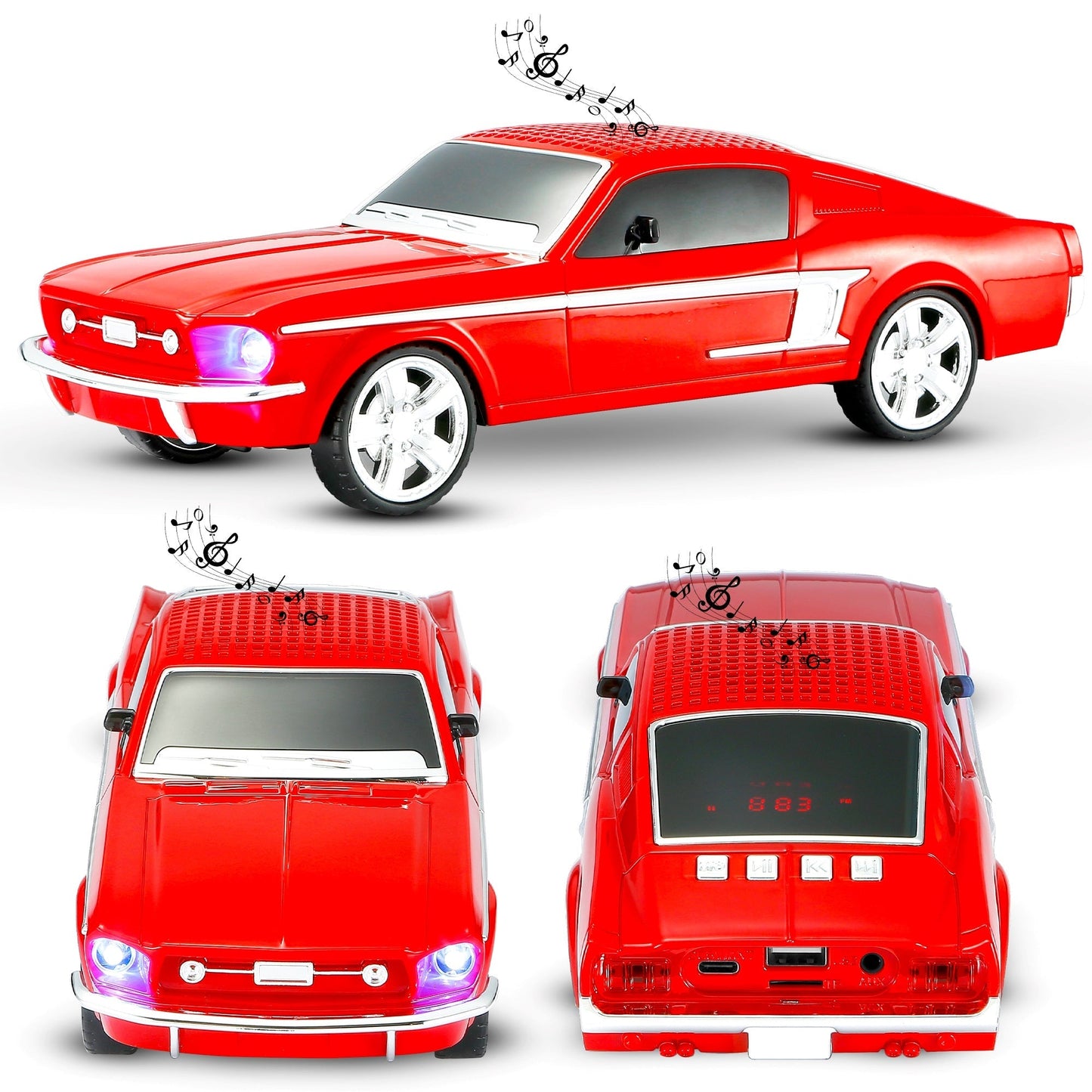 Fuzix WS-1967 Classic Car Bluetooth Speaker with LED Lights | Retro Replica Wireless Stereo, FM Radio, USB/TF/AUX, Built-in Mic