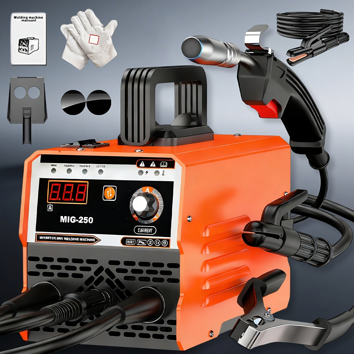 MIG Welder 3-in-1 Welding Machine 110V 105A Gasless MIG Stick ARC Portable Welder Kit with Rubber Case