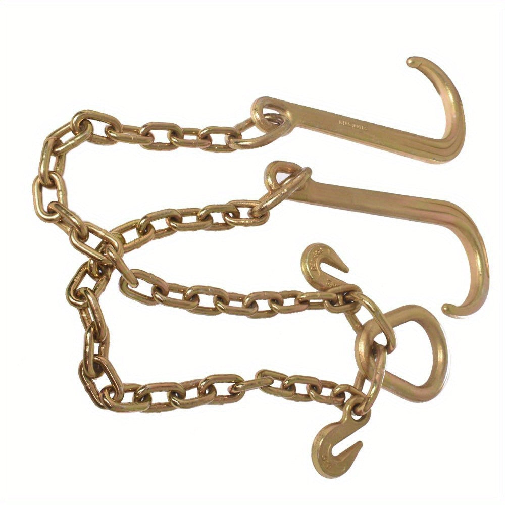 G70 Tow Chain with J-Hooks 5/16in x 2FT V-Chain Flatbed Truck Rollback Wrecker Carrier Replacement Heavy Duty Cargo Security Binding Towing