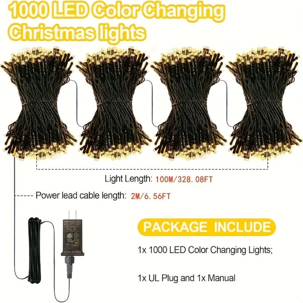 1000 LED 328ft Fairy String Lights Outdoor - White Twinkle Gypsophila Style, 8 Modes, Flexible Wire for Garden