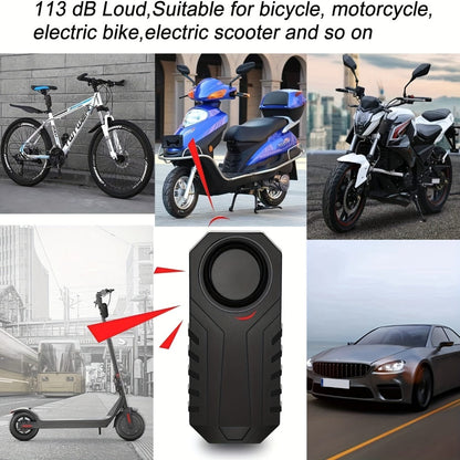 Motorcycle Alarm Anti-Theft 113dB – Wireless Remote, Adjustable Volume & Motion Sensitivity, Universal Handlebar Strap for Motorcycle