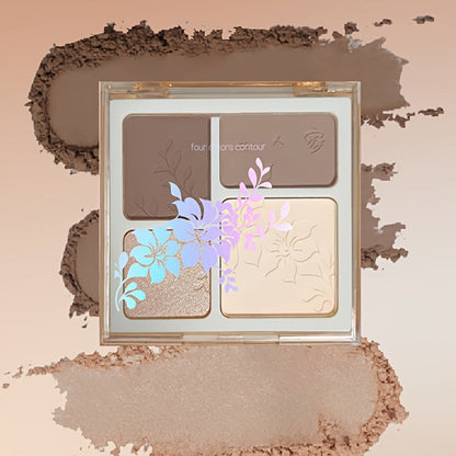 Face Sculpting Contour Palette 4 Colors Matte & Glossy, Multifunctional Bronzer Blush Highlighter & Eyeshadow Palette