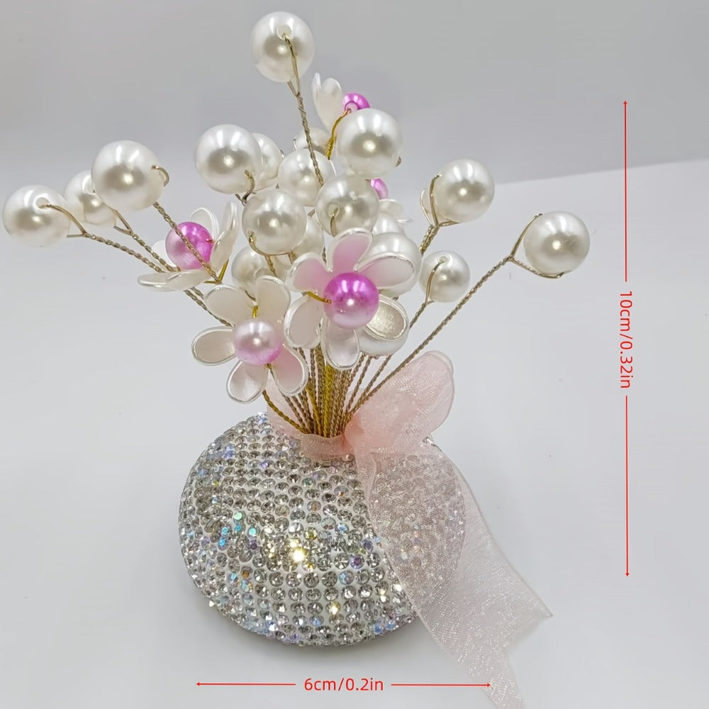 Crystal Flower Car Decoration Handmade DIY Simulation Crystal Flowers for Car Center Console Dashboard Home Decor Holiday Party Birthday