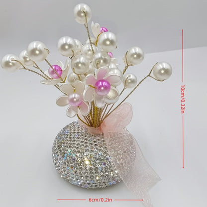 Crystal Flower Car Decoration Handmade DIY Simulation Crystal Flowers for Car Center Console Dashboard Home Decor Holiday Party Birthday