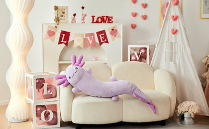 Plush Toy Axolotl Body Pillow, 48-Inch Purple Glow-in-the-Dark Stuffed Animal for Bed & Sofa Decor