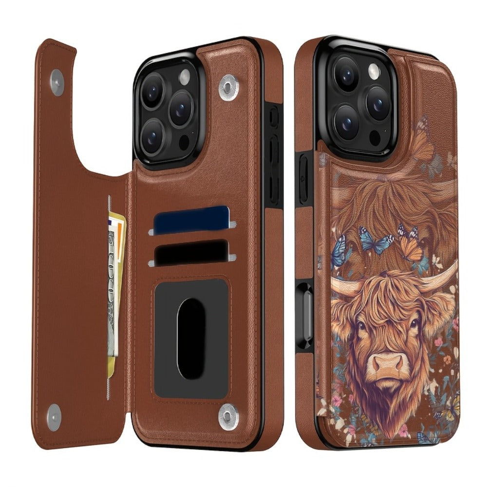 Wallet iPhone Case Floral Flower Butterfly Flip Cover with Kickstand with the Listed Color, Size or Set Options for Everyday Carry