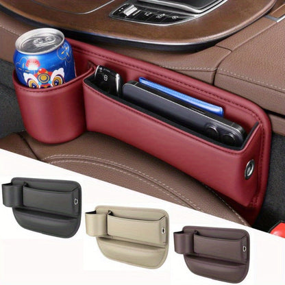 Seat-Gap Car Organizer with Cup Recess and Phone Storage in Four Color Pairs or Left-Side Black Pack