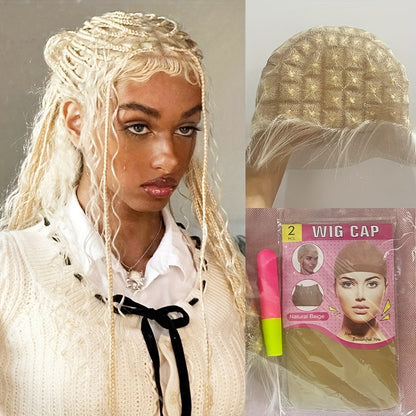 HD Lace Crochet Wig Cap Pre-Made Braided Sections Baby Hair Glueless Full Lace Base for Box Braids Goddess Passion Twist 45-122 Sections