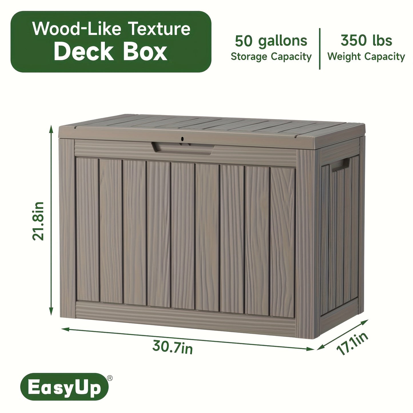Deck Box Wood Grain Resin Lockable Weatherproof | Patio Pool Garden