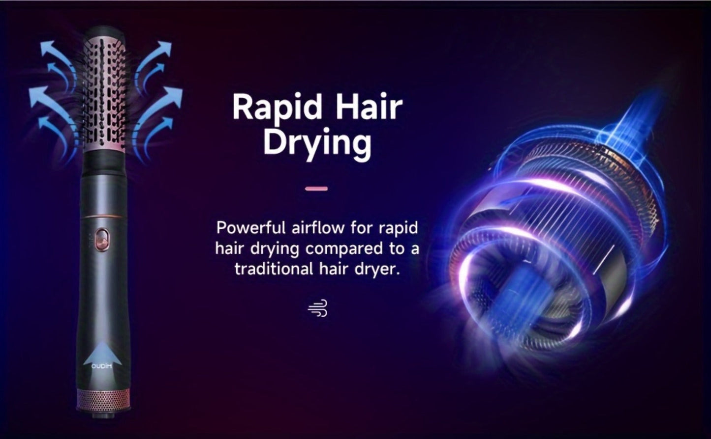 5-in-1 Hot Air Styling Comb Set Negative Ion Hair Dryer Brush with 5 Interchangeable Heads, for Home, Travel and Salon Hair Styling