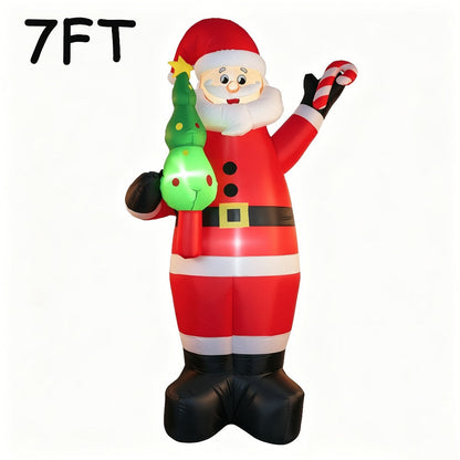 Christmas Inflatable Decoration with LED & Music, Head-Shaking Santa Claus on Polar Bear or Snowman