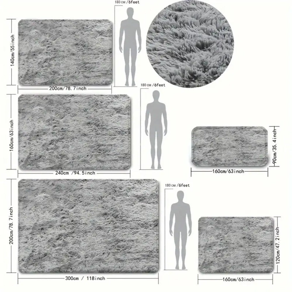 Rectangular Shaggy Area Rug with Nine Color Labels and 3 x 5-Foot to 8 x 10-Foot Size Options
