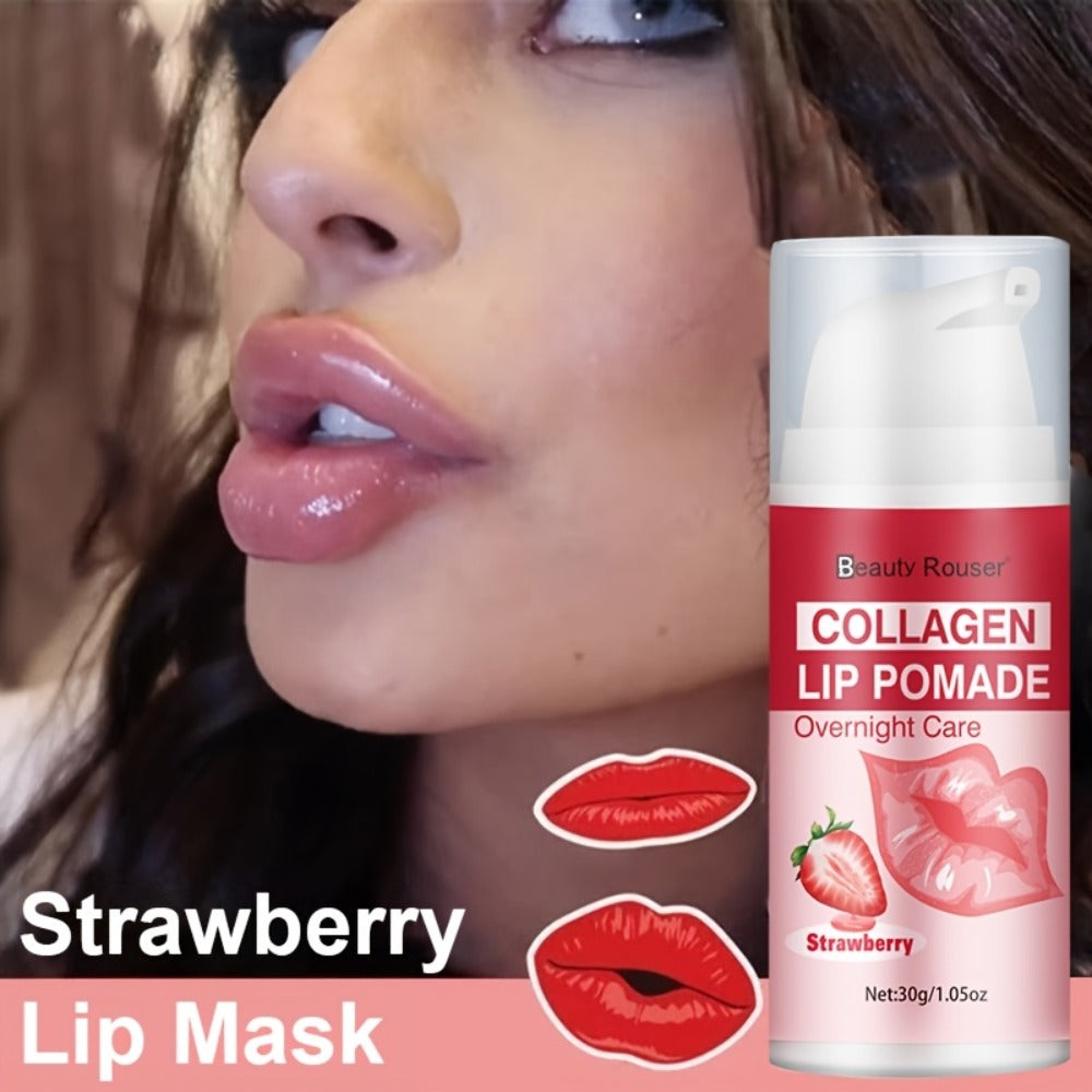 Lip Pomade Collagen 30g Moisturizing Plumping Lip Essence – Deep Hydration Day & Night Lip Care Nourishes Repairs Dry Chapped Lips