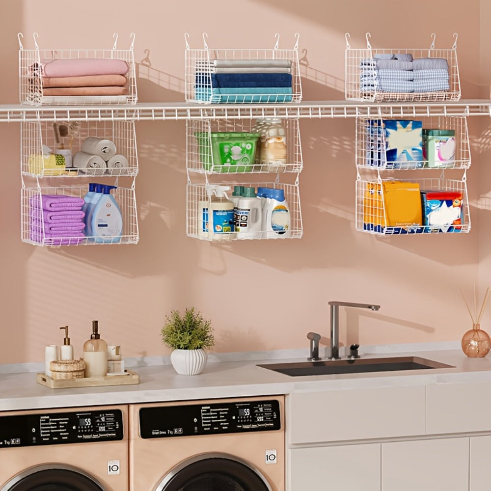 Hanging Laundry Basket Organizer 3pcs – Foldable Laundry Bag with 360° Rotating Hook for Washing Machine & Drying Rack