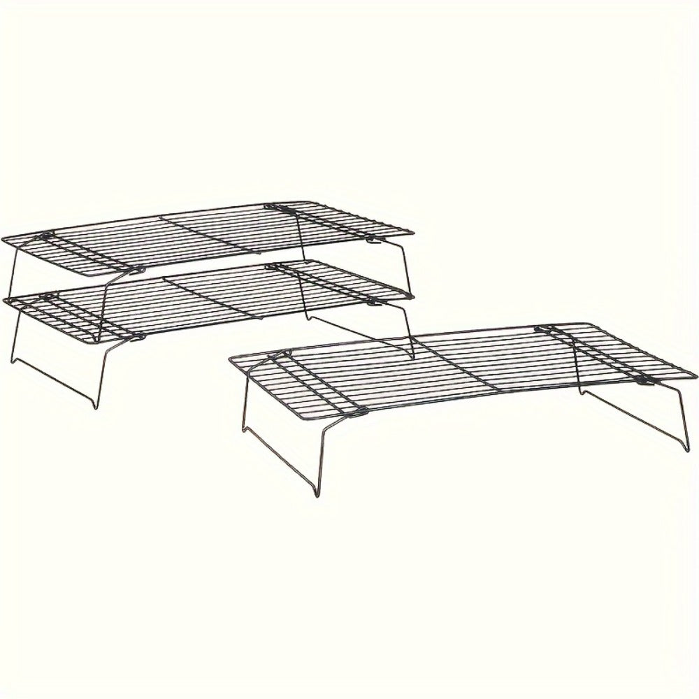 Cooling Rack for Baking Set of 3 Collapsible Stackable Wire Rack Stainless Steel Cookie for Home Cooking, Dining and Outdoor Meals
