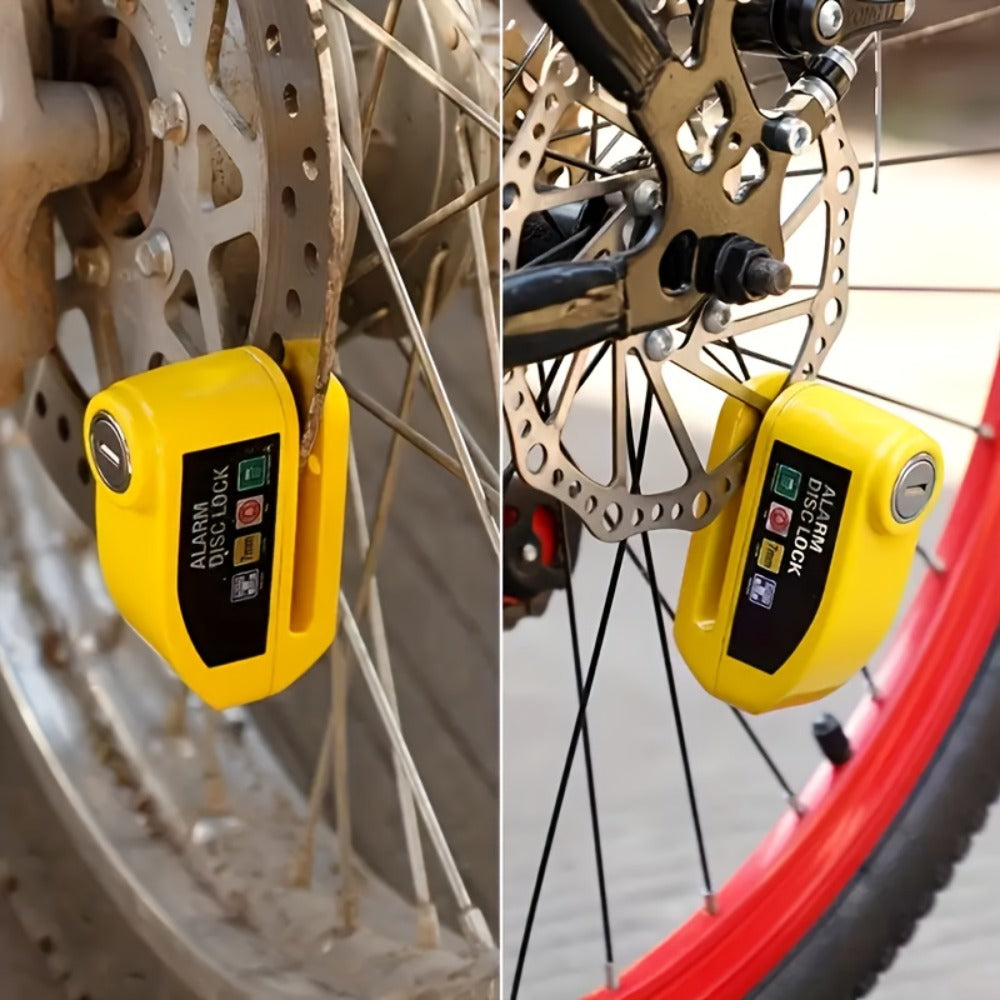 Motorcycle Disc Brake Lock with 110dB Alarm, Anti-Theft Security Lock for Motorcycles Bicycles Scooters, Motion-Activated Loud Alarm Wheel