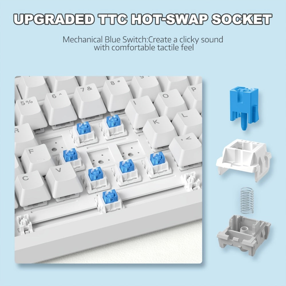 Hot Swap Gasket Mechanical Keyboard AJAZZ AK820 75%, Wireless 2.4GHz & Wired, Volume Knob, South-Facing RGB