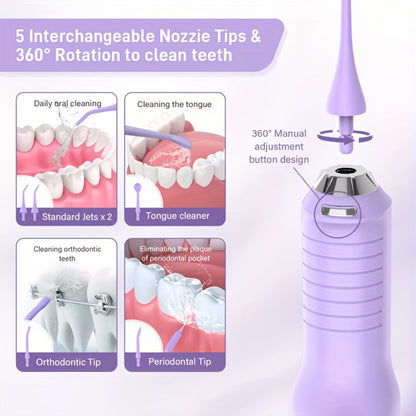 Water Flosser Cordless Oral Irrigator with Five Modes, Five Jet Tips, 1800mAh Battery and Pink or Black Options