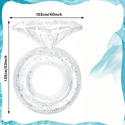 Giant Engagement Ring Pool Float, 49 x 31-Inch Inflatable in Gold, White or Pink for Bridal Pool Parties