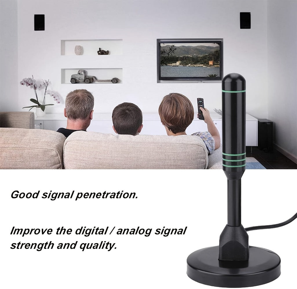 Smart IC Chip TV Antenna with Signal Booster – 4K Ultra HD & 1080P, Omnidirectional Indoor & Outdoor, Weather Resistant, 10FT Coax Cable