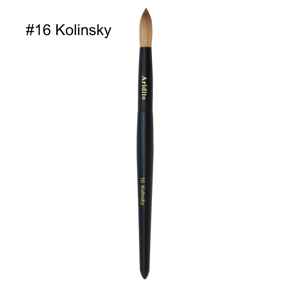 Kolinsky Nail Brush Round Head for Acrylic Extensions – Professional Black Wooden Handle Nail Art Brush with Genuine Kolinsky Hair Bristles
